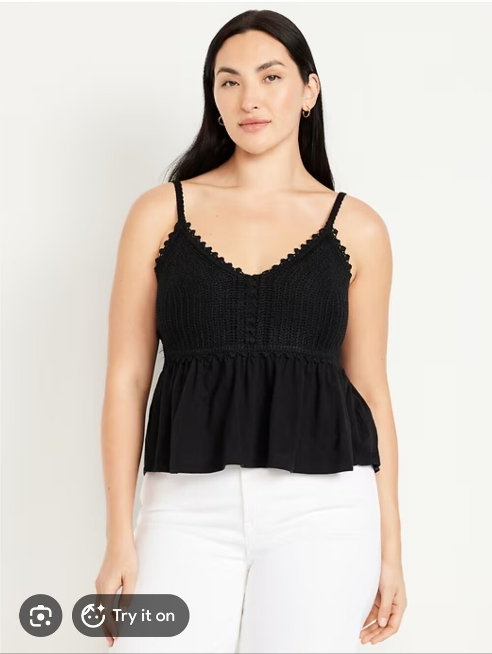 Old Navy Black Crochet Peplum Camisole